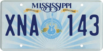 MS license plate XNA143