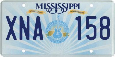 MS license plate XNA158