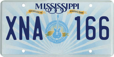 MS license plate XNA166
