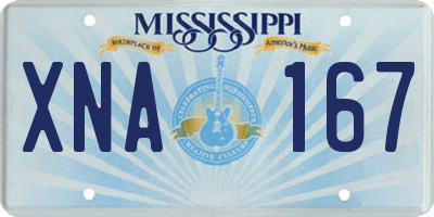 MS license plate XNA167