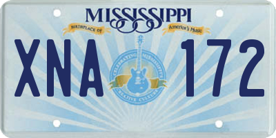 MS license plate XNA172