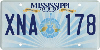 MS license plate XNA178