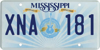 MS license plate XNA181