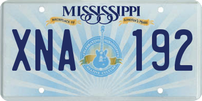 MS license plate XNA192