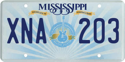 MS license plate XNA203