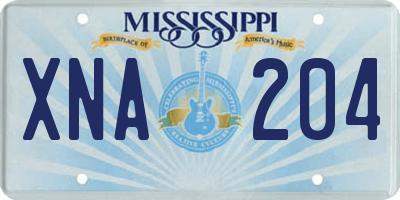 MS license plate XNA204