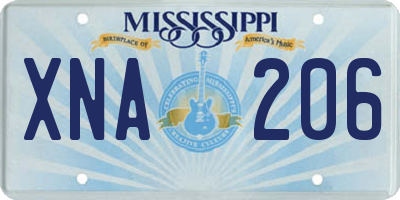MS license plate XNA206