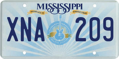 MS license plate XNA209