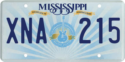 MS license plate XNA215
