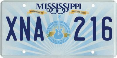 MS license plate XNA216