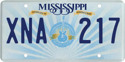 MS license plate XNA217