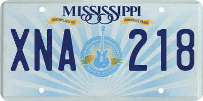 MS license plate XNA218