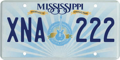 MS license plate XNA222