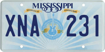MS license plate XNA231