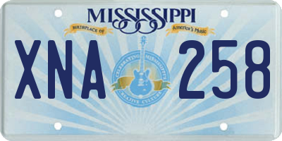 MS license plate XNA258