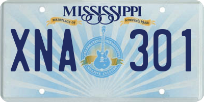 MS license plate XNA301