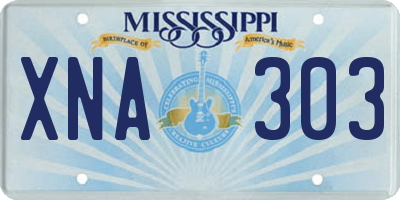 MS license plate XNA303