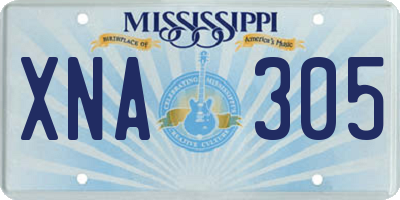 MS license plate XNA305