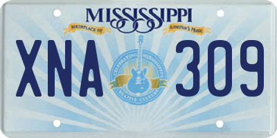 MS license plate XNA309