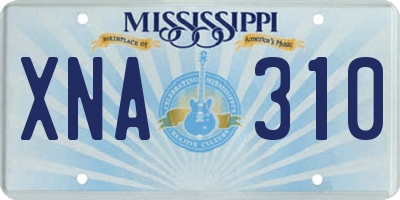 MS license plate XNA310