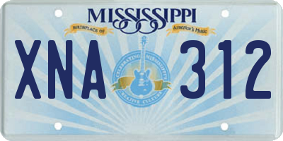 MS license plate XNA312
