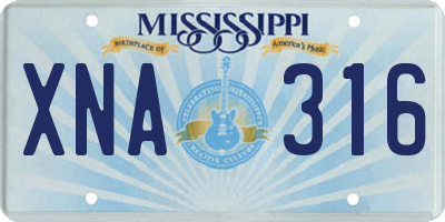 MS license plate XNA316