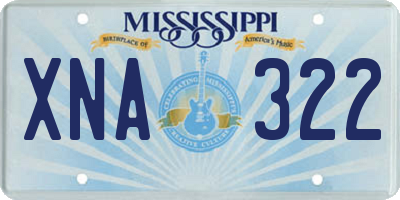 MS license plate XNA322
