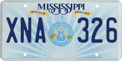 MS license plate XNA326