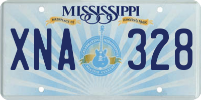 MS license plate XNA328