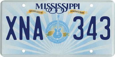 MS license plate XNA343