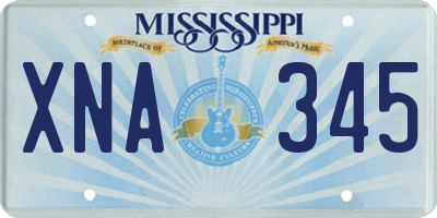 MS license plate XNA345