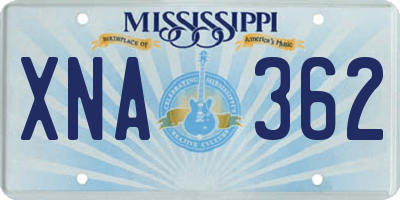 MS license plate XNA362