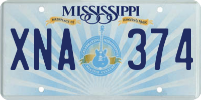 MS license plate XNA374