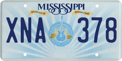 MS license plate XNA378