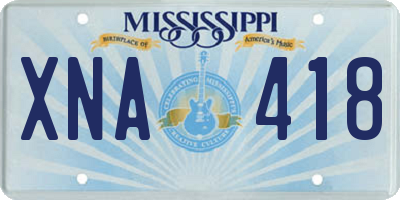 MS license plate XNA418