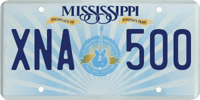 MS license plate XNA500