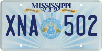 MS license plate XNA502