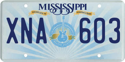 MS license plate XNA603