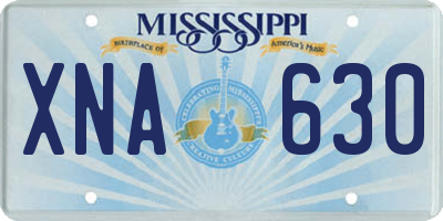 MS license plate XNA630