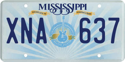 MS license plate XNA637