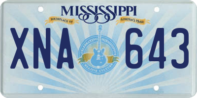 MS license plate XNA643