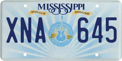 MS license plate XNA645