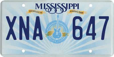 MS license plate XNA647