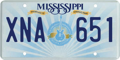 MS license plate XNA651