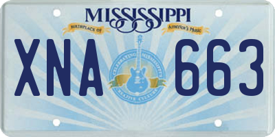MS license plate XNA663