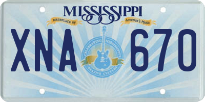 MS license plate XNA670