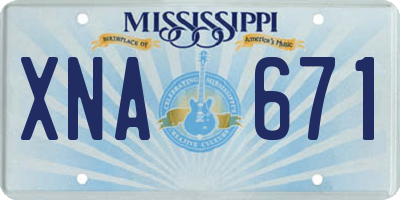 MS license plate XNA671