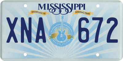 MS license plate XNA672