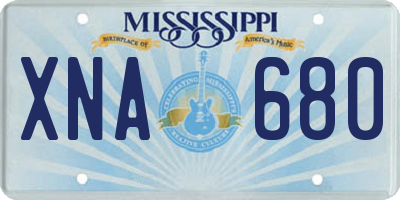 MS license plate XNA680