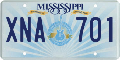 MS license plate XNA701
